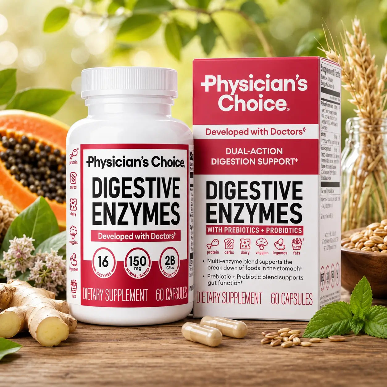 WHITE Enzimas digestivas para la hinchazón